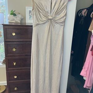 Vince Camuto Gold Maxi Dress with Knot Detail